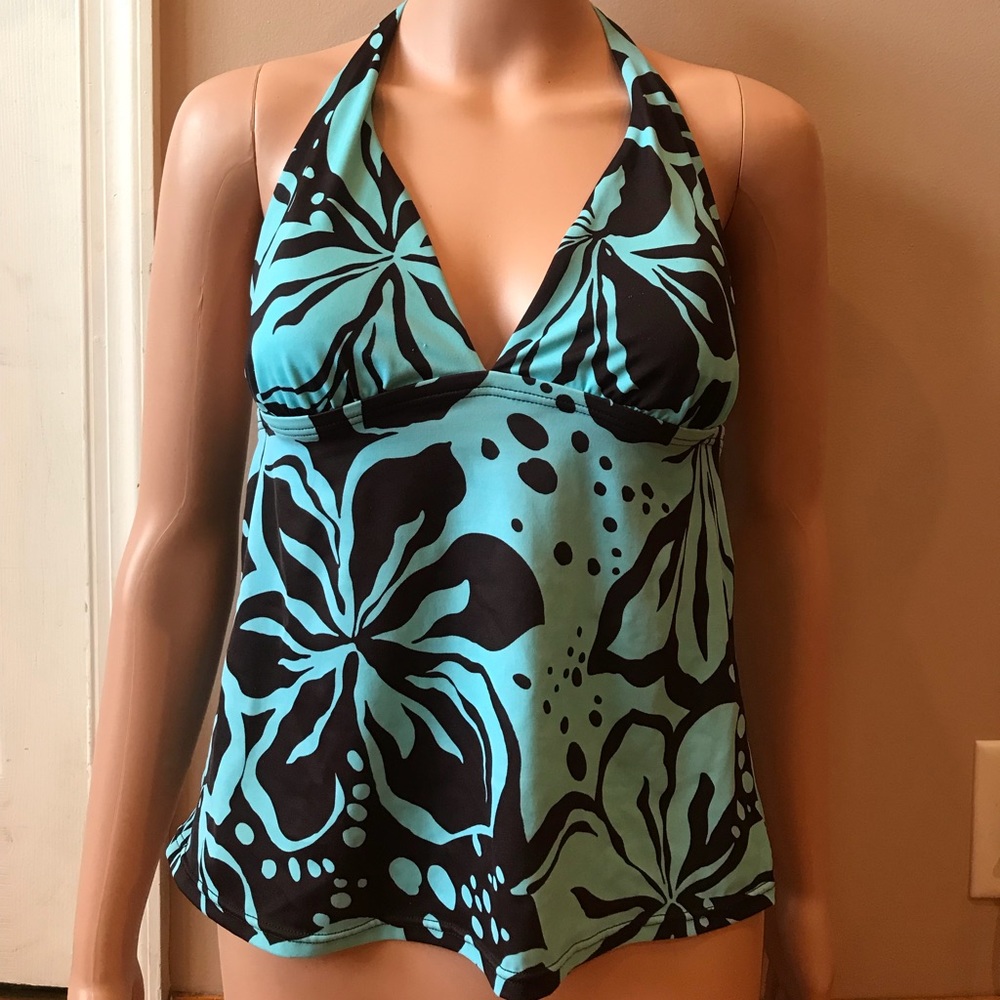 Blue and brown tropical tankini !